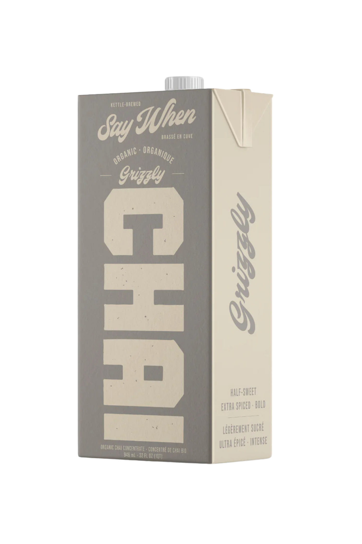 WS | Say When - Grizzly Chai Concentrate (Half Sweet, Extra Spiced) - 12 x 32 oz Case