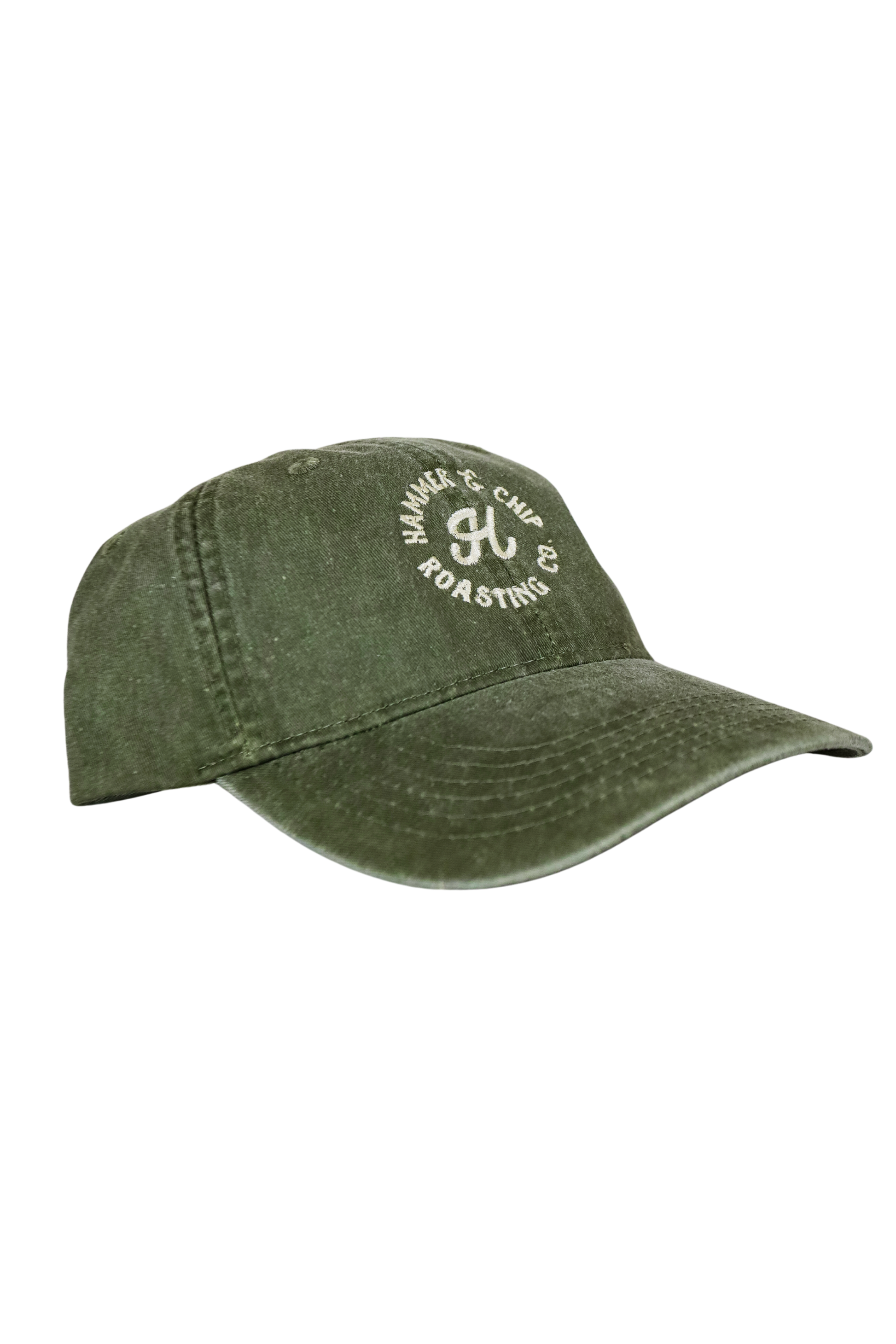 Green cap with white logo on a white background